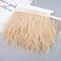 Champagne ostrich feather trim fringe ribbon for DIY sewing dress garment accessories. - 04