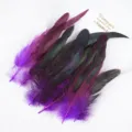 Plumas de gallo de colores 12-20cm para manualidades tocado y juguete de gato 50pcs - Púrpura profundo