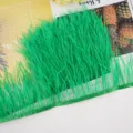 Green ostrich feather trim fringe ribbon for sewing, clothing decoration and DIY crafts. - 07