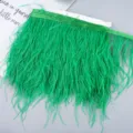 Green ostrich feather trim fringe ribbon for DIY sewing crafts, wedding dress and clothing decor. - 07