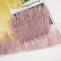 Pink ostrich feather fringe trim 10-13cm for clothing decoration, sewing crafts and DIY accessories. - 08