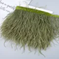 Green ostrich feather trim ribbon for DIY sewing craft and wedding dress clothing decor - 09