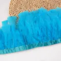 Blue turkey feather trim ribbon for DIY sewing costume crafts clothing accessories 2 meters - #7 Approx. 2m
