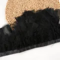 Black turkey feather trim ribbon for DIY crafts, clothing sewing, and party costume decor. - #8 Approx. 2m