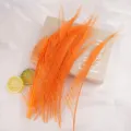 Vibrant orange decorative peacock feathers for floral arrangement, DIY crafts and party decor. - Orange