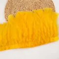 Yellow turkey feather trim ribbon for DIY crafts, costume sewing and apparel decoration. - #11 Approx. 2m