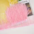 Pink ostrich feather trim fringe 10-13cm decorative craft accessory for sewing apparel DIY project - 13