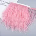 Pink ostrich feather trim fringe ribbon for DIY clothing sewing crafts and party dress decoration. - 13