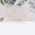Pink ostrich feather trim ribbon for DIY clothing dress sewing craft decoration and fringe design. - 01