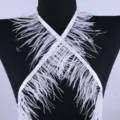 White ostrich feather trim collar double layer clothing lace DIY decorative accessories - Ostrich Feather Trim 1 Meter / 1m / White