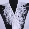 White ostrich feather trim double layer fluffy feather fringe for clothing sewing craft DIY - Double Layer Ostrich Feather Trim 1 Meter / 1m / White