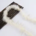 White feather boa with gold tinsel, perfect for clothing, Christmas gifts, and crafts. - Beige