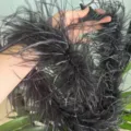 Schwarze Straußenfeder Boa Borte flauschige Federn für Hochzeitskleid Kleidung Dekoration - Lang 10-15cm Beliebter Stil / Schwarz