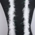 White feather boa with tinsel sparkling threads, perfect for party costume dress decoration. - White