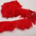 Vibrant red feather trim ribbon for DIY crafts, clothing decoration, and handmade headwear. - Red