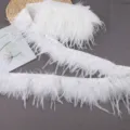 Weißes Straußenfeder Borte Band DIY Handwerk Kleidung Nähen Zubehör Dekorative Material - Weiß