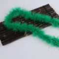 Green feather boa with gold tinsel trim for clothing decor Christmas gift wrapping crafts. - Grass Green