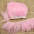 Pink feather trim ribbon turkey feather fringe for DIY costume clothing craft decoration. - Pink