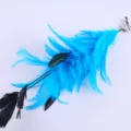 Blue black feather hair clip handmade hair accessory for stage performance party decoration - Lake Blue