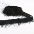Black ostrich feather trim fringe ribbon for clothing decoration and DIY crafts items. - Turkey & Ostrich Feather Trim 1 Meter / Black