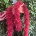 Red ostrich feather boa 9-11cm fluffy strip for clothing decoration craft accessory - Wine Red (Short Single Layer)