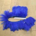 Vibrant blue turkey feather trim fringe ribbon for DIY sewing crafts clothing decoration - Sapphire Blue