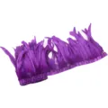 Purple feather trim 20-25cm rooster tail feathers ribbon for stage costume garment sewing DIY - Deep purple