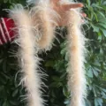 Fluffy ostrich feather boa for clothing apparel and craft DIY decoration soft stylish party accessory. - Nude Pink (Short Single Layer)