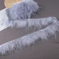 Graues Federnband, fluffige Straussen Truthahn Federn fuer DIY Nahen Handwerk und Bekleidung. - Grau