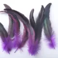 Colorful natural rooster tail feathers 20-25cm long for DIY crafts masks decoration - Deep purple