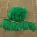 Green turkey feather trim ribbon for DIY crafts, clothing decoration and headwear accessories. - Grass Green