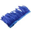 Royal blue dyed rooster tail feather fringe trim for stage costume apparel accessory - Sapphire Blue