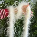White Ostrich Feather Boa Soft Fluffy Feather Strip for Clothing DIY Craft Costume Decoration - Cream (Short Single Layer)