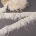 Weisse Straussenfeder Borte Band DIY Handwerk Bekleidung NAEH Zubehoer Rolle Material. - Beige