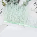 Ostrich feather trim fringe ribbon for wedding dress DIY sewing garment accessories green - 02