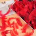 Red DIY feathers bulk for wedding party decor, craft filler, fluffy small plume. - Red