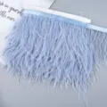Light blue ostrich feather trim ribbon for DIY crafts, clothing decoration, and dress hems. - 17