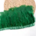 Green Turkey Feather Trim Ribbon DIY Craft Costume Sewing Fringe Material Accessory - #15 Feather Fringe (Approx. 2m)