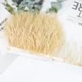 Ostrich feather trim fringe ribbon gold color for wedding dress DIY sewing crafting project. - 03
