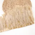 Champagne turkey feather fringe trim for DIY sewing clothing craft costume decoration 2 meters - #16 Approx. 2m