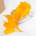 Bright yellow goose feather flower wire headwear accessory for stage costume DIY crafts - Gold