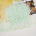 Light green 10-13cm ostrich feather fringe trim for clothing decoration and craft DIY. - 20