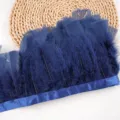 Dark blue turkey feather trim ribbon for DIY clothing sewing craft and home decoration - #17 Approx. 2m