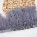 Grey turkey feather trim 2m ribbon for DIY costume sewing and clothing decoration crafts. - #18 Approx. 2m