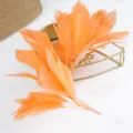 Orange soft floating goose feathers with wire for DIY crafts, wedding dresses, and parties. - Orange