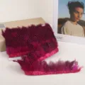 1m wholesale colored feather trim ribbon backing DIY garment sewing craft accessories - Rose Red