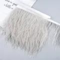Light grey ostrich feather trim ribbon fringe for clothing DIY wedding dress sewing decor - 21