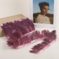 1M pink spotted feather trim with fabric tape DIY clothing sewing accessories craft supply - Pink