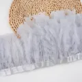 Grey turkey feather trim ribbon for DIY craft, costume sewing, and party decoration accessories. - #20 Approx. 2m