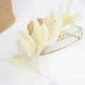 White feather craft supplies with wire for DIY headwear, costume dress accessories and stage performance. - Beige